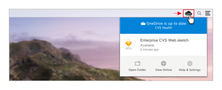 OneDrive icon in Mac OS file menu