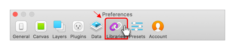 Sketch Preferences with Libraries tab selected